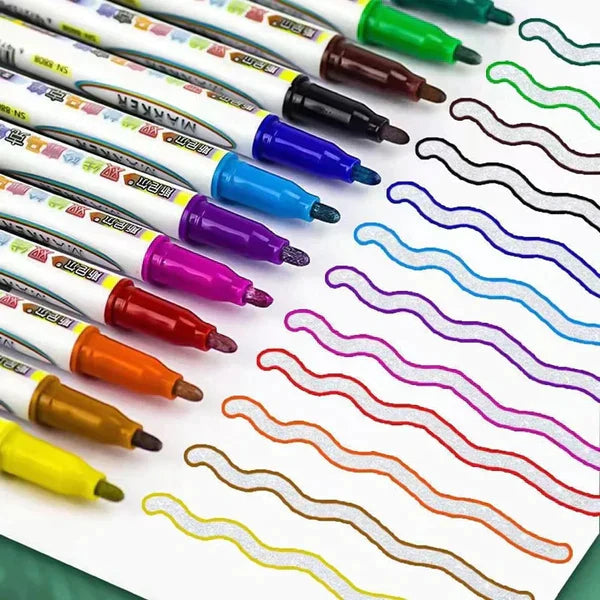 12pcs Double Line Outline Art Marker Highlighter