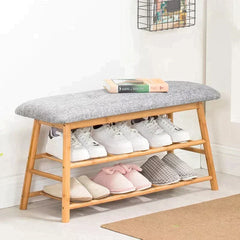 Wooden Shoe Rack With Iron Stand