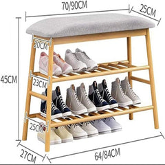 Wooden Shoe Rack With Iron Stand