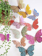 12pcs Colorful Butterflies Wall Stickers Living Room Wall Decorations 3D Butterfly Sticker Wedding Birthday Party DIY Decor