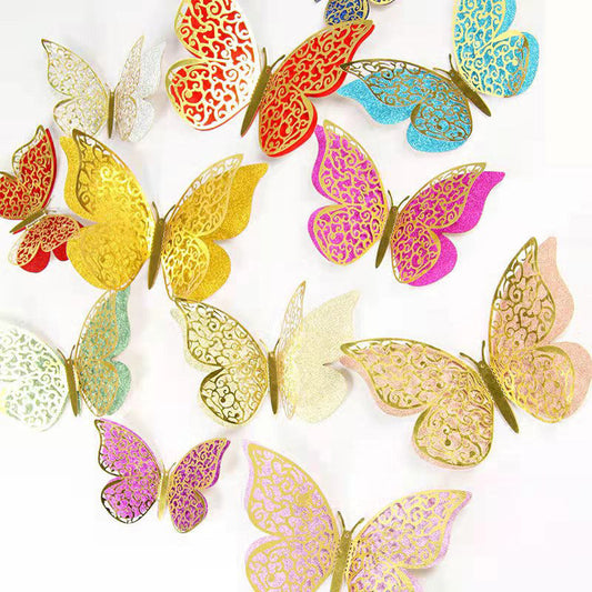 12pcs Colorful Butterflies Wall Stickers Living Room Wall Decorations 3D Butterfly Sticker Wedding Birthday Party DIY Decor